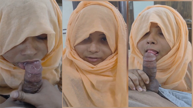 Hijabi Wife Giving Blowjob To Lover & Talking Cum in Face